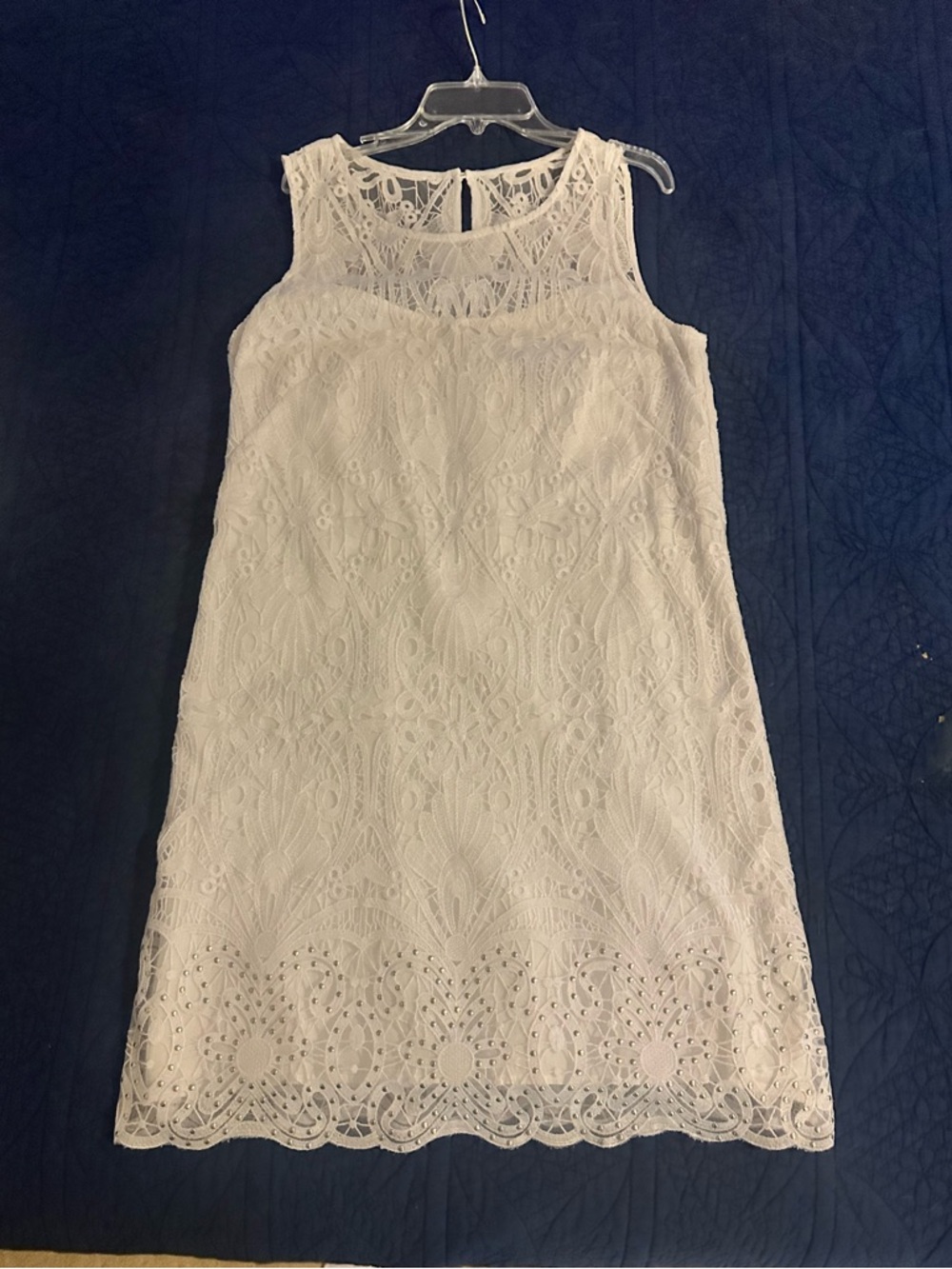 White House Black Market White Lace Sleeveless Midi Dress